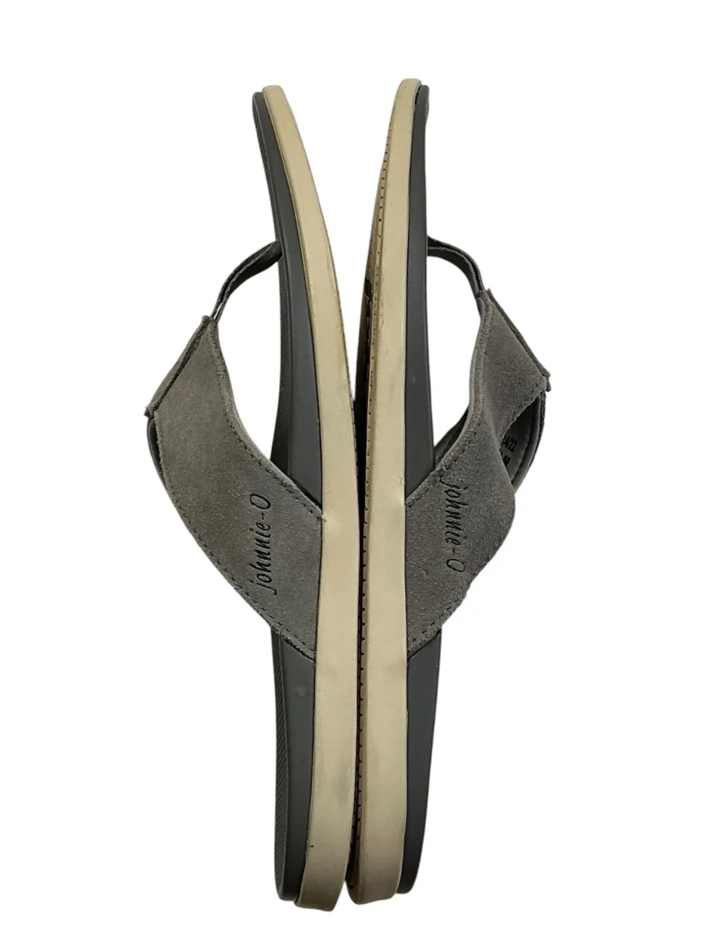 Johnnie-O Dockside Leather Flip Flop Sandals Gray Men's US 9 Suede